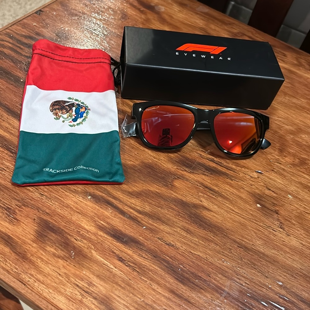 Formula 1 Trackside polarized 54mm mirrored orange lens sunglasses